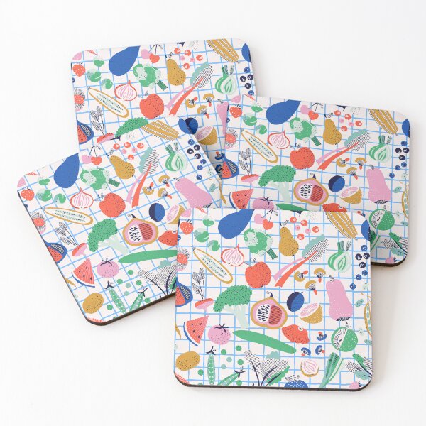Item preview, EAT MORE PLANTS RETRO SCANDINAVIAN FRUIT AND VEG PATTERN designed and sold by THE PRINTED SQUARE STUDIO.