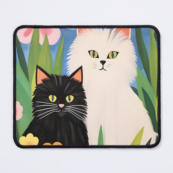 Item preview, Folk Art Cat Blossoms | Whimsical Kitty Art | Vibrant Cottagecore Decor | Naïve Wall Painting | Charming Country Touch designed and sold by iooii.