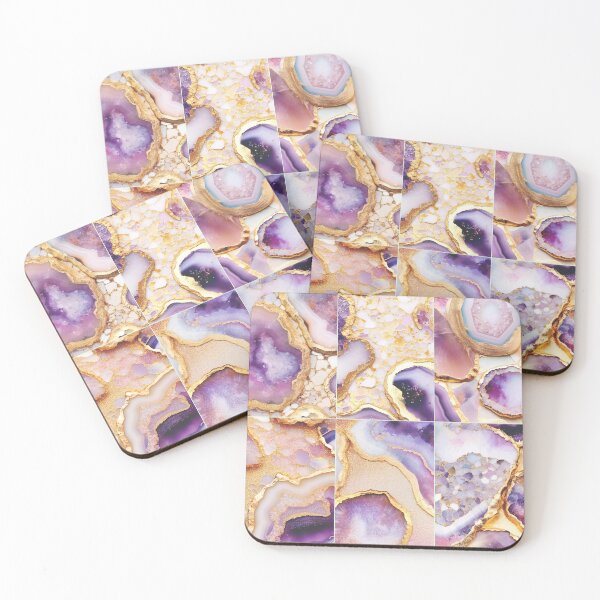 Item preview, amethyst geode purple colors minerals gemstones elegant stones gold pattern designed and sold by Anna Sacha.