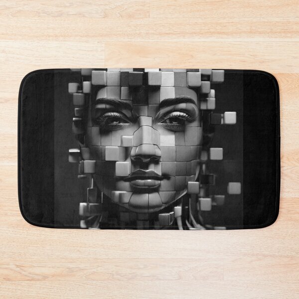 Item preview, 3d female face made with cubes black and white street style designed and sold by Carlos Gudino.
