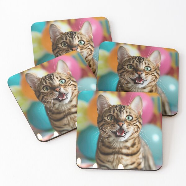 Item preview, Bengal Cat Surprised by Birthday Cake - Birthday Card designed and sold by OddCorro.