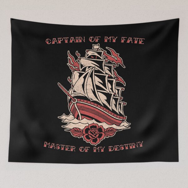 Item preview, Captain of My Fate, Old School Nautical Sailing Ship Tattoo designed and sold by Proverbial Wisdom Design.