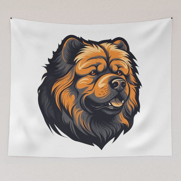Item preview, Cute chow chow fluffy large dog breed head illustration designed and sold by NBSStore.