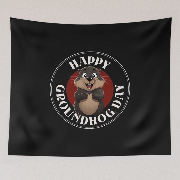 Item preview, Punxsutawney Phil Happy Groundhog Day Roundel designed and sold by ZeptepiTrends.