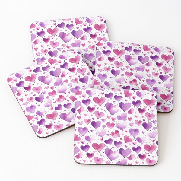 Item preview, Valentine's Day Purple Heart Watercolor Pattern designed and sold by graphicmeyou.