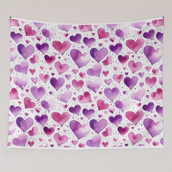 Item preview, Valentine's Day Purple Heart Watercolor Pattern designed and sold by graphicmeyou.
