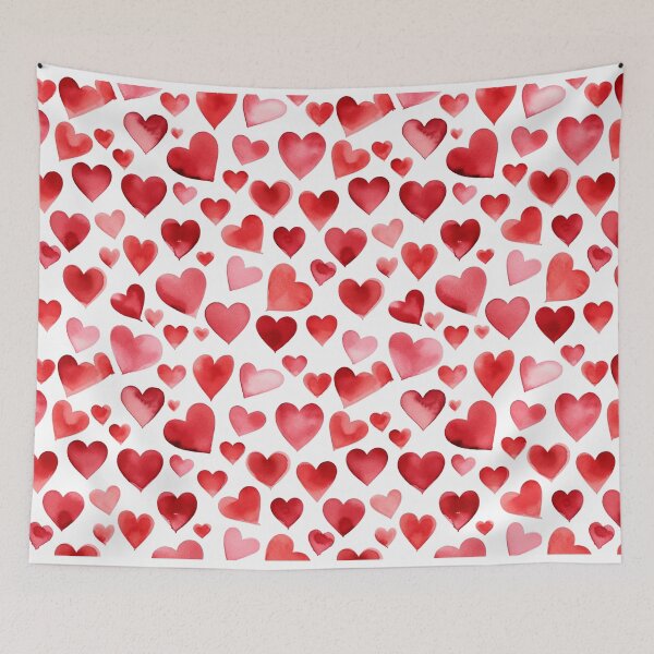 Item preview, Valentine's Day Red Heart Watercolor Pattern designed and sold by graphicmeyou.