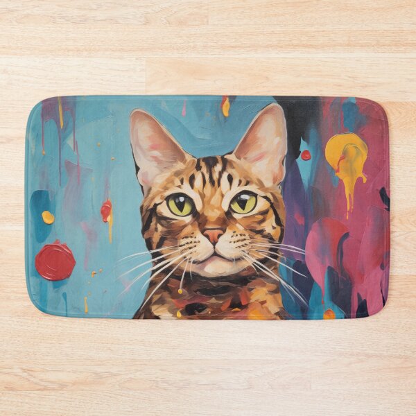 Item preview, Bengal Cat with Birthday Cake in vibrant painted style designed and sold by OddCorro.