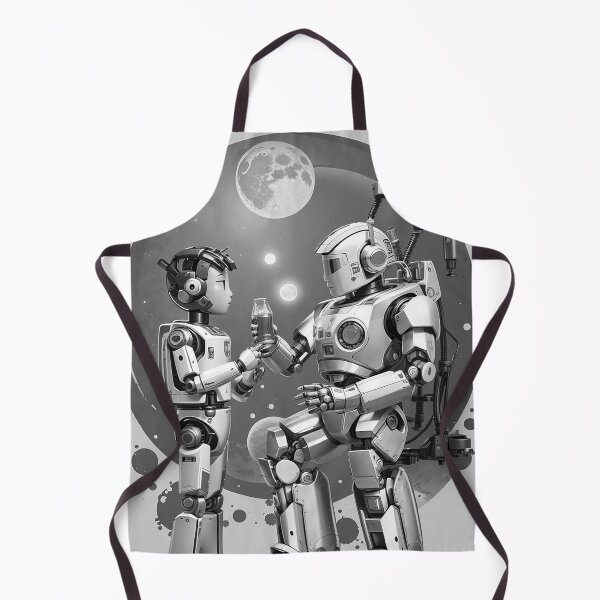 Item preview, family of androids and robots black and white retro urban style designed and sold by Carlos Gudino.