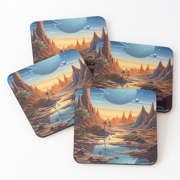 Item preview, Celestial Serenity: Tranquil Landscape with River, Moon, Planets, Stars. designed and sold by GiveMeMood.