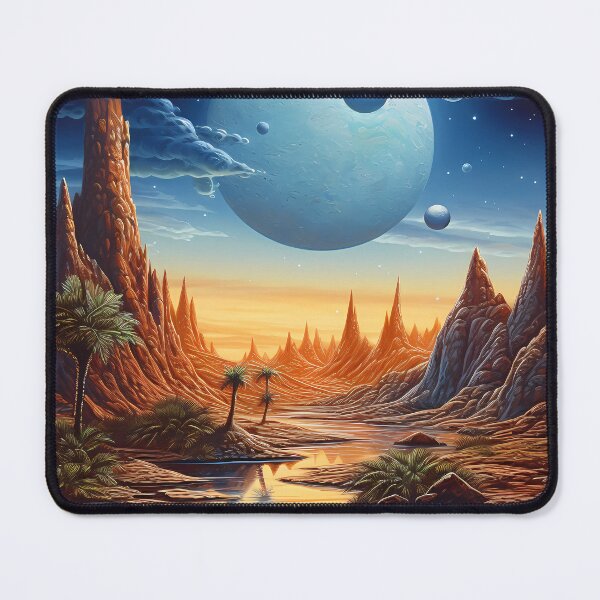 Item preview, Celestial Serenity: Tranquil Landscape with River, Moon, Planets, Stars. designed and sold by GiveMeMood.