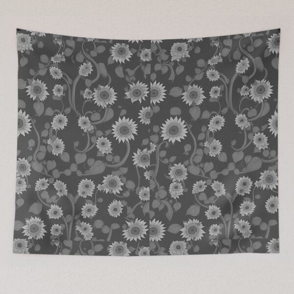 Item preview, flower and sunflower pattern black and white retro urban style designed and sold by Carlos Gudino.