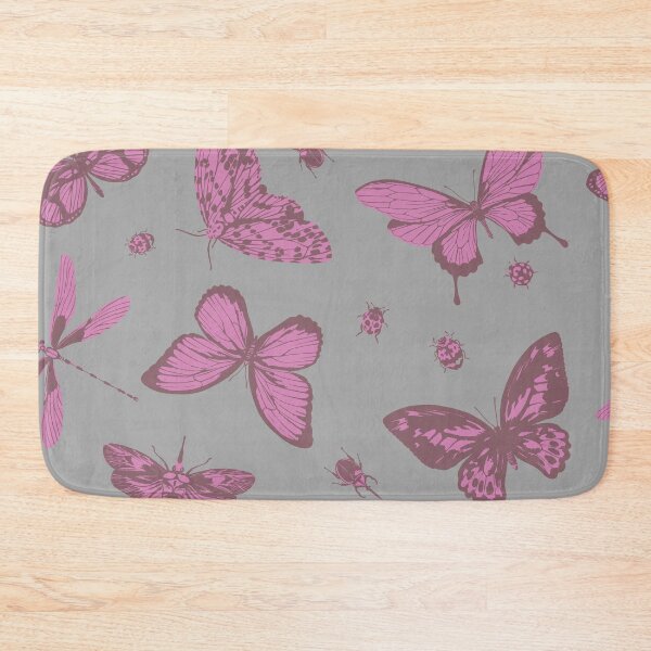 Item preview, Pink butterfly gray background designed and sold by Mini-Anni.