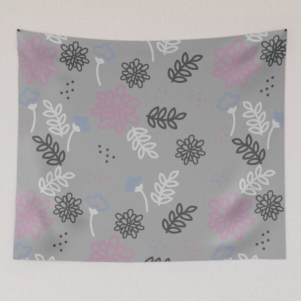 Item preview, Flower and leaf pattern gray background designed and sold by Mini-Anni.