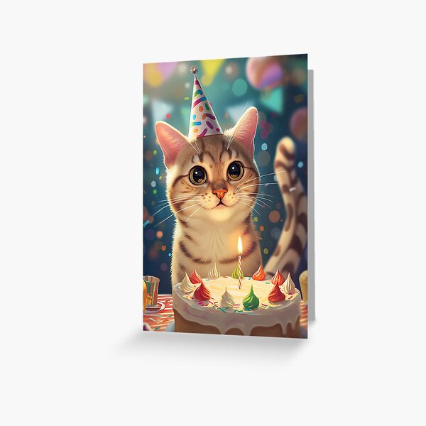 Item preview, Cute Bengal Cat in animated style with Birthday Cake designed and sold by OddCorro.