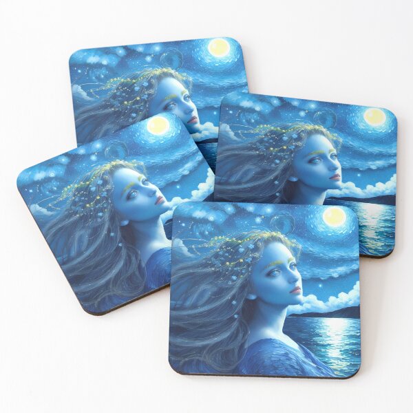 Item preview, Blue Starry Night Greek Sea Goddess Art #92 designed and sold by Scarlet Swan.