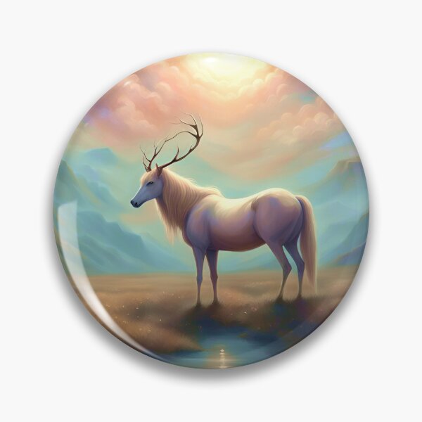 Item preview, Mythical White Horse with Antlers designed and sold by Ink Art Design.
