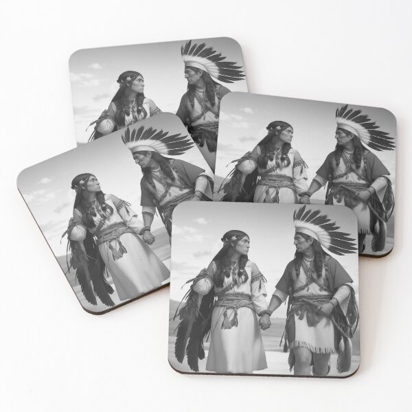 Item preview, couple of Indian tribes Sioux Apaches Cherokees black and white country style designed and sold by Carlos Gudino.