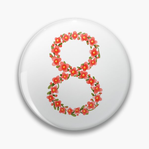 Item preview,  number eight and pink and red flowers designed and sold by the-myro.