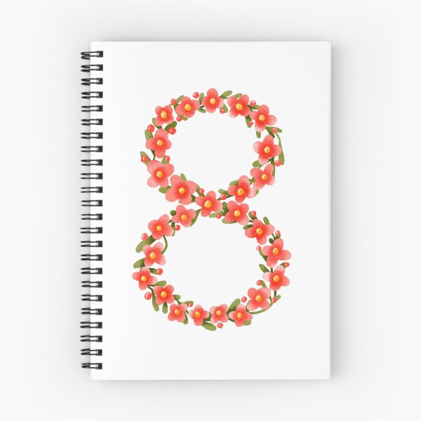 Item preview,  number eight and pink and red flowers designed and sold by the-myro.