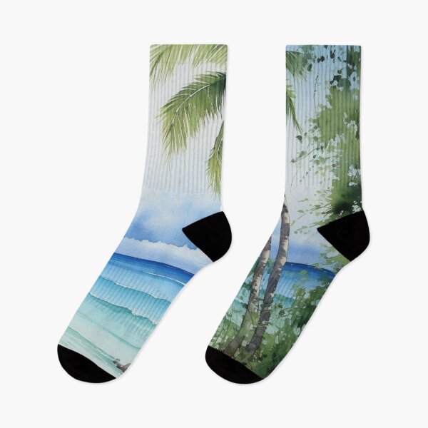 Item preview, Tropical beach in watercolor designed and sold by ThisWayUpAr.