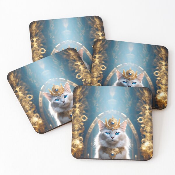 Item preview, Pretty white cat with blue eyes wearing a crown designed and sold by NAGNE.