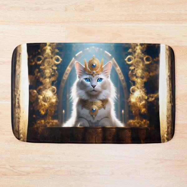 Item preview, Pretty white cat with blue eyes wearing a crown designed and sold by NAGNE.
