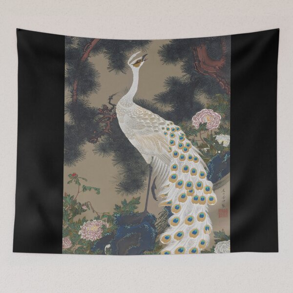 Item preview, Old Pine Tree and Peacock by Ito Jakuchu - japanese painting designed and sold by EmeraldeaArt.