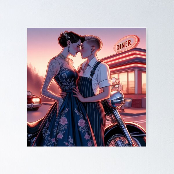 Item preview, Romantic Lesbian Couple Vintage Style designed and sold by BoldandBiker.
