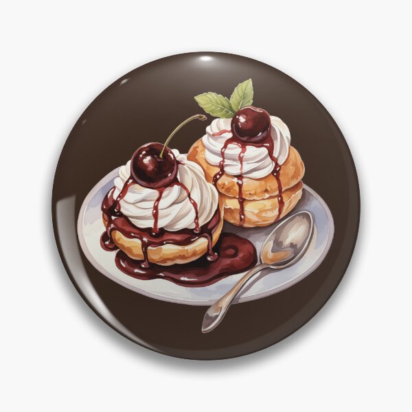 Item preview, Cream Puffs Topped With Chocolate Glaze And Cherries designed and sold by Alicia Chee.
