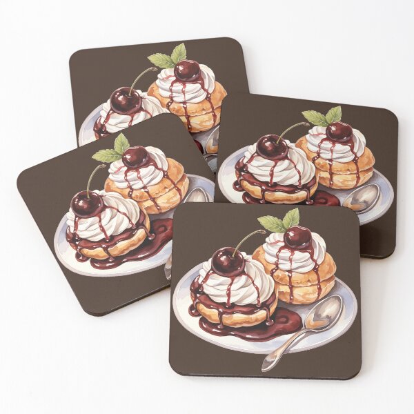 Item preview, Cream Puffs Topped With Chocolate Glaze And Cherries designed and sold by Alicia Chee.
