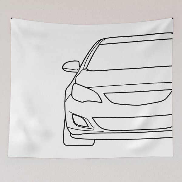 Item preview, Opel Vauxhal Holden Astra J 2009-2015 black lined art designed and sold by EdimDesign.