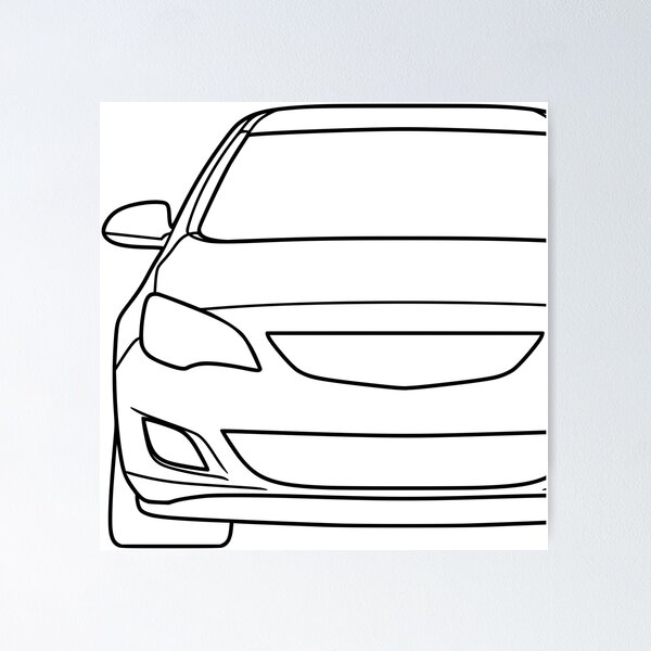Item preview, Opel Vauxhal Holden Astra J 2009-2015 black lined art designed and sold by EdimDesign.