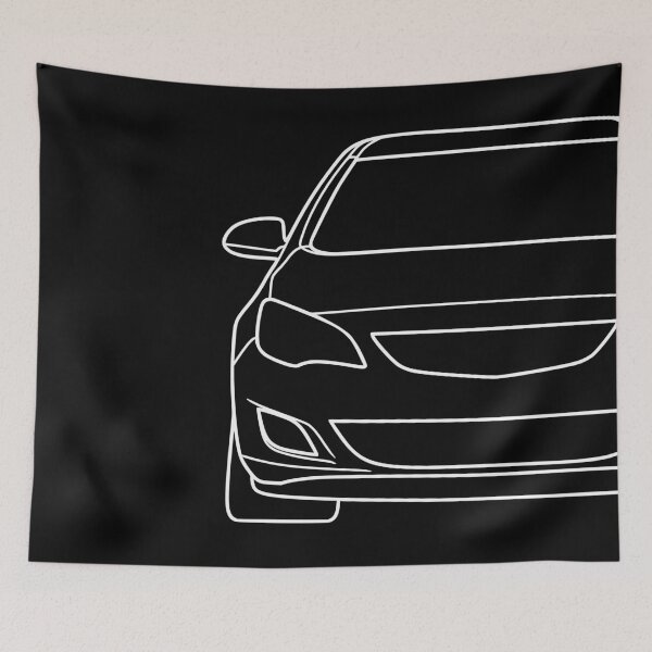 Item preview, Opel Vauxhal Holden Astra J 2009-2015 simple white lined art designed and sold by EdimDesign.