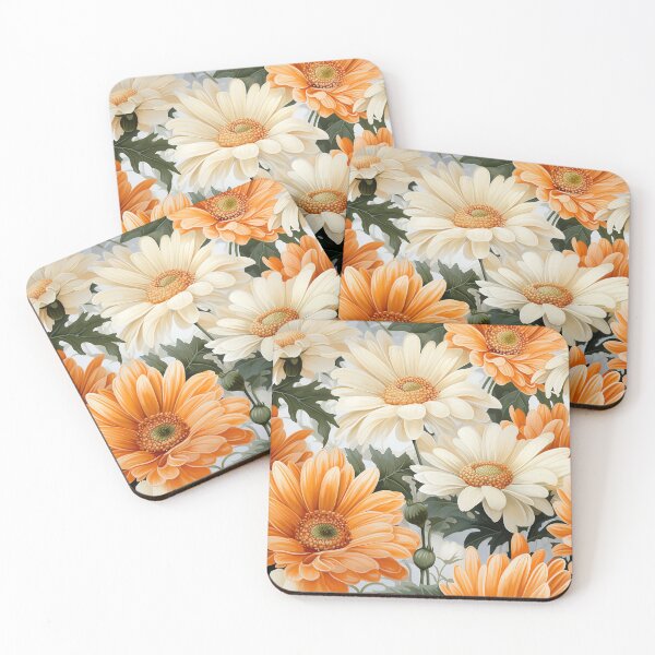 Item preview, Gerbera Tile 29: Radiating Sunshine Smiles in Green-Cladded Sunbeam Fields of Joy designed and sold by TheBrainArt.