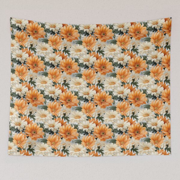 Item preview, Gerbera Tile 29: Radiating Sunshine Smiles in Green-Cladded Sunbeam Fields of Joy designed and sold by TheBrainArt.