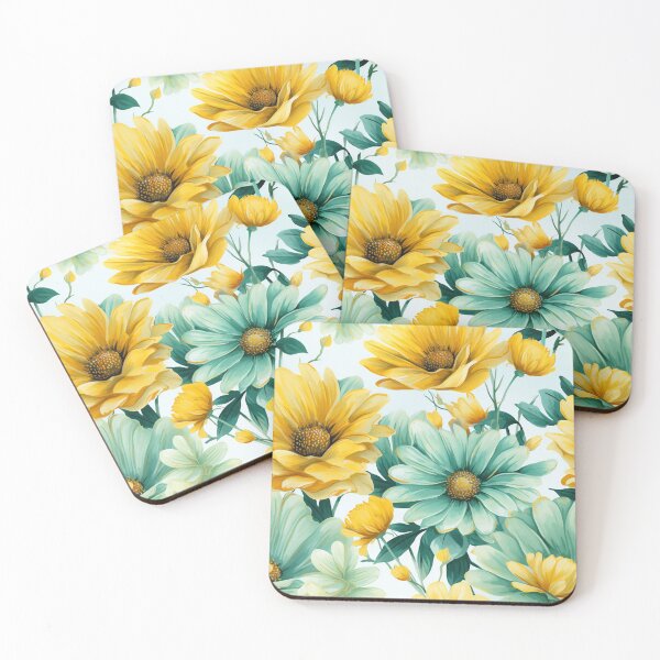Item preview, Gerbera Tile 30: Radiating Sunshine Smiles in Green-Cladded Sunbeam Fields of Joy designed and sold by TheBrainArt.