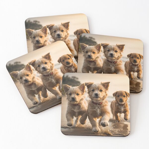 Item preview, Three puppies play on the beach designed and sold by Proren.