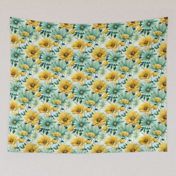Item preview, Gerbera Tile 30: Radiating Sunshine Smiles in Green-Cladded Sunbeam Fields of Joy designed and sold by TheBrainArt.