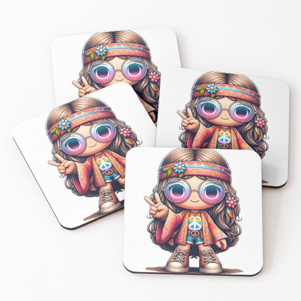 Item preview, Hippie Girl Cartoon Character, Peace Sign, 60s 70s Theme, Retro Style, designed and sold by dspayne1.