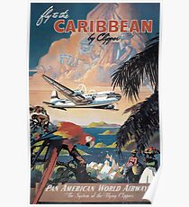 Fliegen Sie in die Karibik von Clipper Vintage Pan American Travel Poster Poster