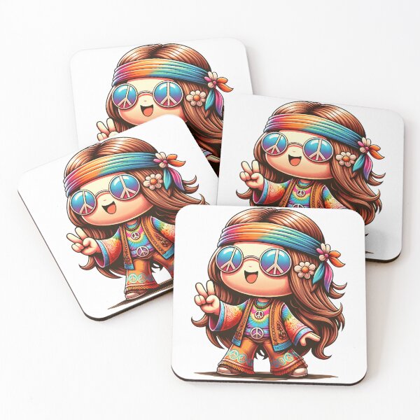 Item preview, Hippie Girl Cartoon Character, Peace Sign, 60s 70s Theme, Retro Style designed and sold by dspayne1.