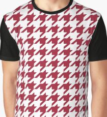Crimson Red Houndstooth Pattern Graphic T-Shirt