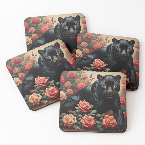 Item preview, Black panther with roses designed and sold by ClumsyClouds.