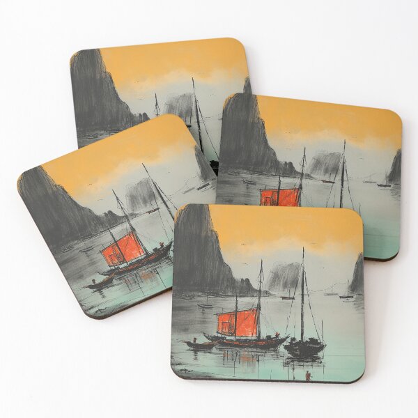 Item preview, Halong Bay city colorful travel vintage graphic designed and sold by wonderfulpark.