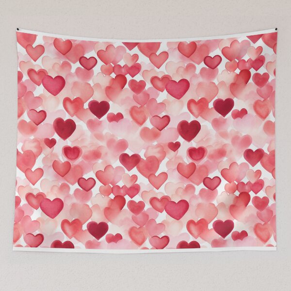 Item preview, Valentine's Day Red Heart Watercolor Pattern designed and sold by graphicmeyou.