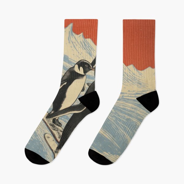 Item preview, funny penguins, snowboarding, winter sports designed and sold by Mauswohn.