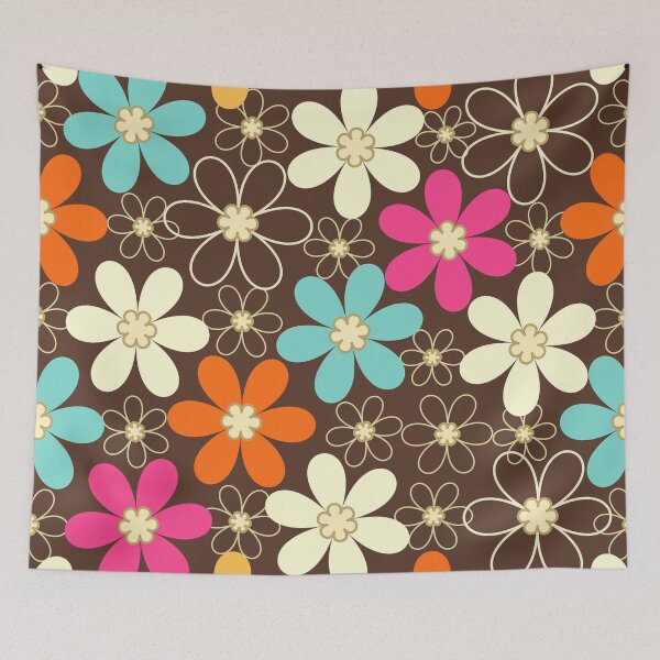 Item preview, Retro Floral Fiesta Vibrant 70s Bloom designed and sold by MidModMaison.