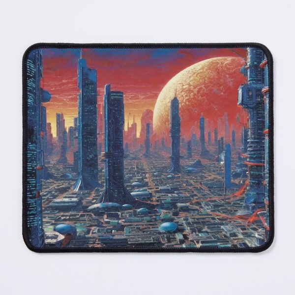 Item preview, A Futuristic City Sketch With an ?? Orange Fiery Moon ?? designed and sold by NovaBlondesShop.