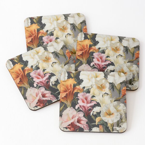 Item preview, Gladiolus Tile 01: Rainbow Trumpets Soaring on Blazing Vibrant Spears of Floral Fire designed and sold by TheBrainArt.